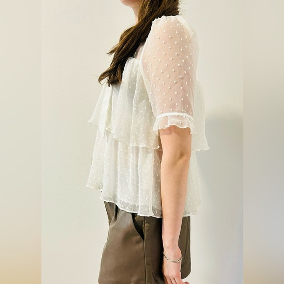 Zara White Ruffled Blouse - Picture 3 of 5